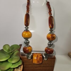 #2541, SIGNED CHICO'S RARE CHUNKY BOHEMIAN  NECKLACE, 18"IN